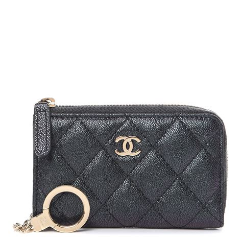 chanel black zipped card holder|Chanel zipped key holder.